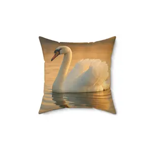 Elegant Swan Print Square Pillow, Decorative Cushion, Home Decor, Unique Gift, Nature Inspired Pillow