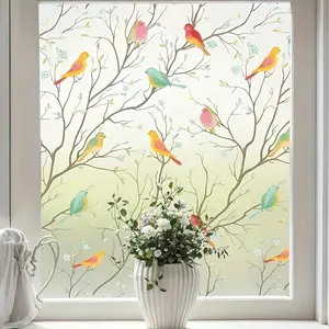 1 Roll of Bird Privacy Window Film Decorative, Translucent Frosted Glass Sticker with Vibrant Bird And Branch Design, Suitable for Home Decoration And Bird-Related Decor. Ornaments