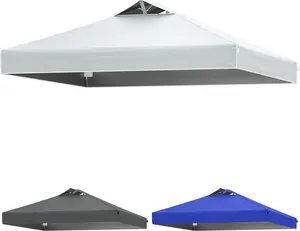 Moko 10x10 Canopy Replacement Top, Waterproof Silver-Coated Fabric, UPF 50+ UV Protection, Canopy Replacement Cover Roof, Air Vent and Hook-and-Loop Strap, White (Top Only)