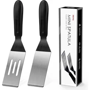 Small Professional Mini Serving Spatulas, 2 Pieces Stainless Steel Metal Spatulas Set, Cutter and Serve Turner for Kitchen, for Flipping or Cooking Brownie, Cookie, Lasagna, Pancakes or Cake