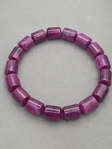 Ruby Zoisite Barrel Bracelet – 11–12mm Statement Gemstone Bracelet