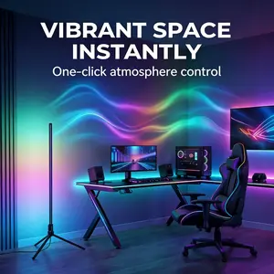 Essential Triangle Floor Lamp, Modern Standing Light, RGB Music Sync, 20 Light Effects, Fashionable Living Room Ambiance Lighting, Modern Home Decor