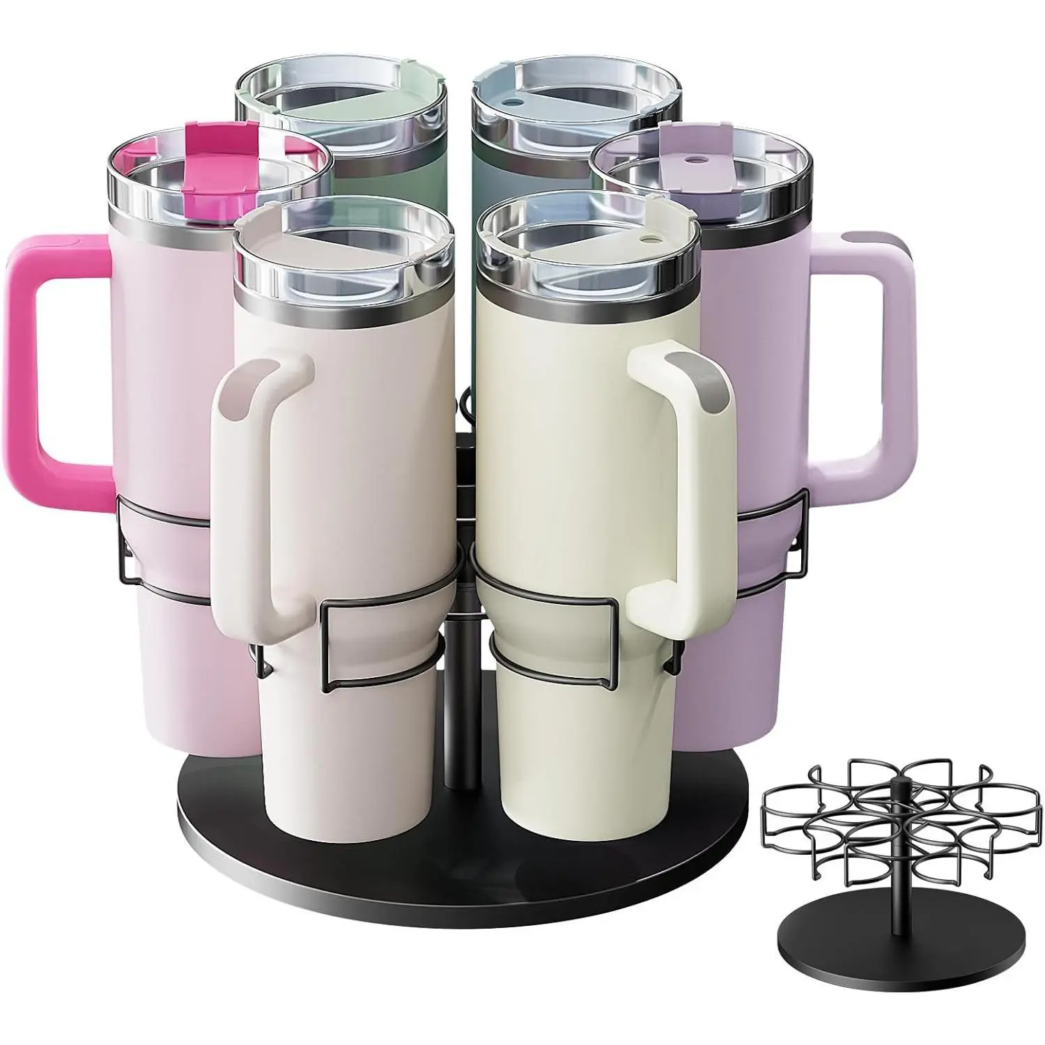 Water Bottle Organizer for Stanley 40 oz, Rotating Stanley Cup Organizer Holder, Tumbler Organizer Holder, Stanley Cup Accessories, Easy to Install, Black