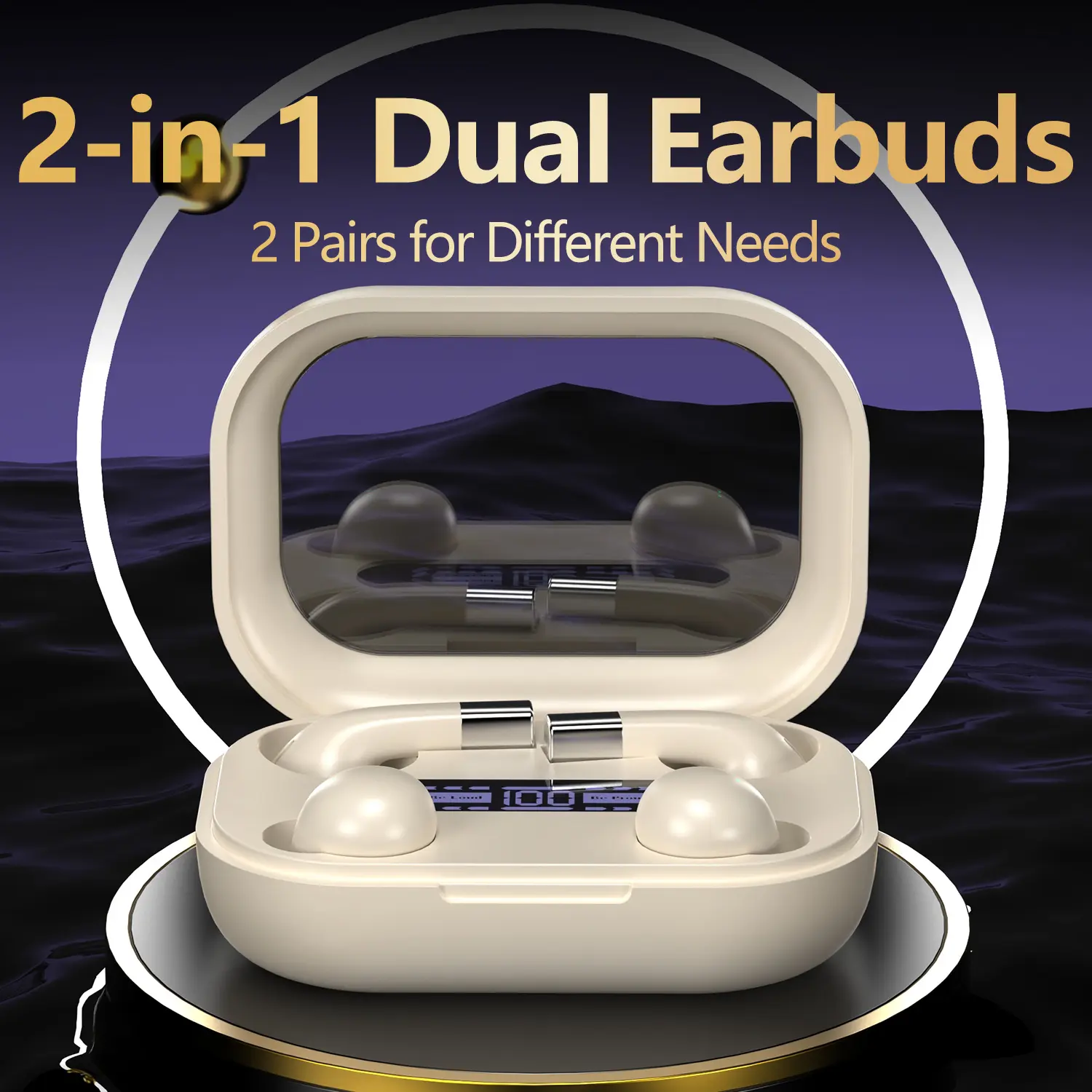 2 In 1 Dual Pairs Bluetooth Earbuds Set, Ultra Mini Invisible Sleep Earphones, Sweatproof Sports Wireless Headphones, Noise Isolation For Side Sleepers Gym Office Daily Commute