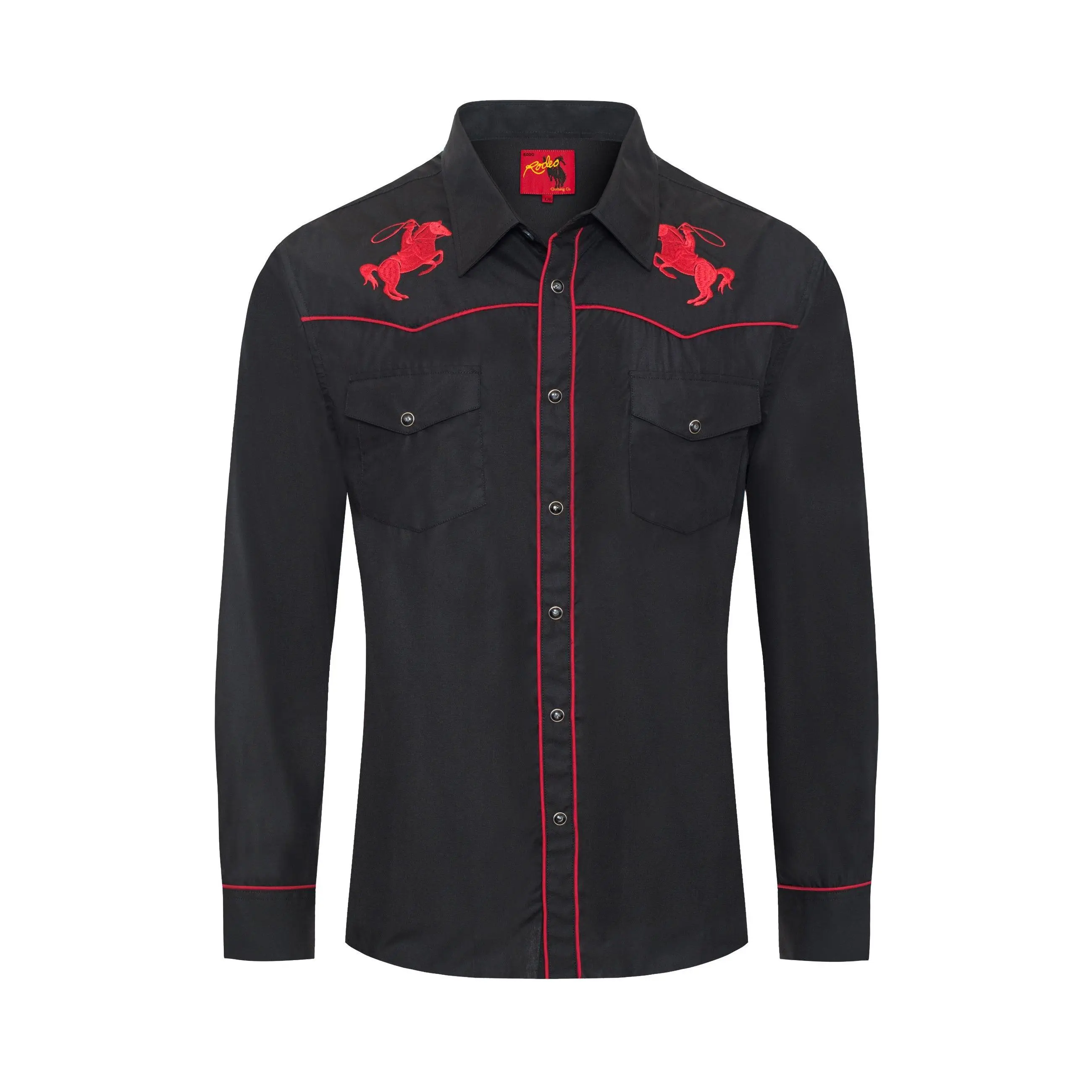 Men's Poly/Cotton L/S Horse Embroidery Western Shirts-PS560L-507