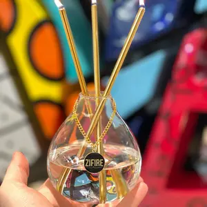 Unique Candle, Gold Candle, Crystal Clear Candles for Gift, No Aroma Oil Candles, Eternal Unscented Candle, Smokless Smokles Candle, 36 Hours Sleep-helping Gift for Birthday, Bedroom Vibes, Stainless Steel Wicks, Witchcraft Burner, Glass and Tubes