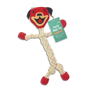 Poochie - Durable Leather & Cotton Rope Toy for Dogs Interactive Design Supports Dental Health Safe Non-Toxic All Dog Breeds