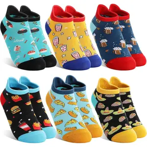 qqc  F-SOK42  Kids Boys Ankle Socks Low Cut No Show Funny Cartoon Fun Cute Novelty Cotton Socks 6 Pairs