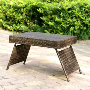 23.5" Portable Outdoor Folding Wicker Table - Weather-Resistant, Space-Saving, Perfect for Patio/Backyard Gatherings & Picnics clear chairs