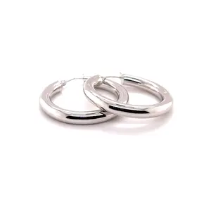 14K White Gold 4 mm Thick Hoops