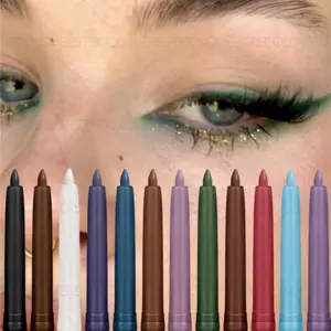 1PC Colorful Waterproof Gel Eyeliner Pens, Eye Makeup Product, Green, Purple, Blue and Brown, Smooth Application, Smudge-proof, Perfect for Christmas Makeup Looks