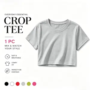 Trending Women Crop Top – Lightweight Cotton Baby Tee, Everyday Aesthetic Outfit Essential, Y2K Summer Fashion