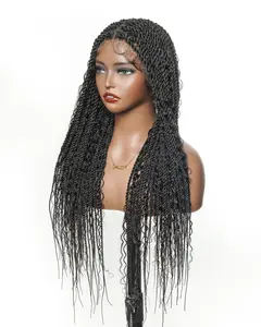 30 inches Honey Blond HD Lace Human Hair Boho Island Twist Braided Wig