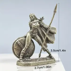 Small statue, 1 retro bronze Spartan warrior sculpture - suitable for display on bookshelves and living room desktops, no need for power, perfect for Christmas and Halloween decorations, as well as autumn home collection ornaments