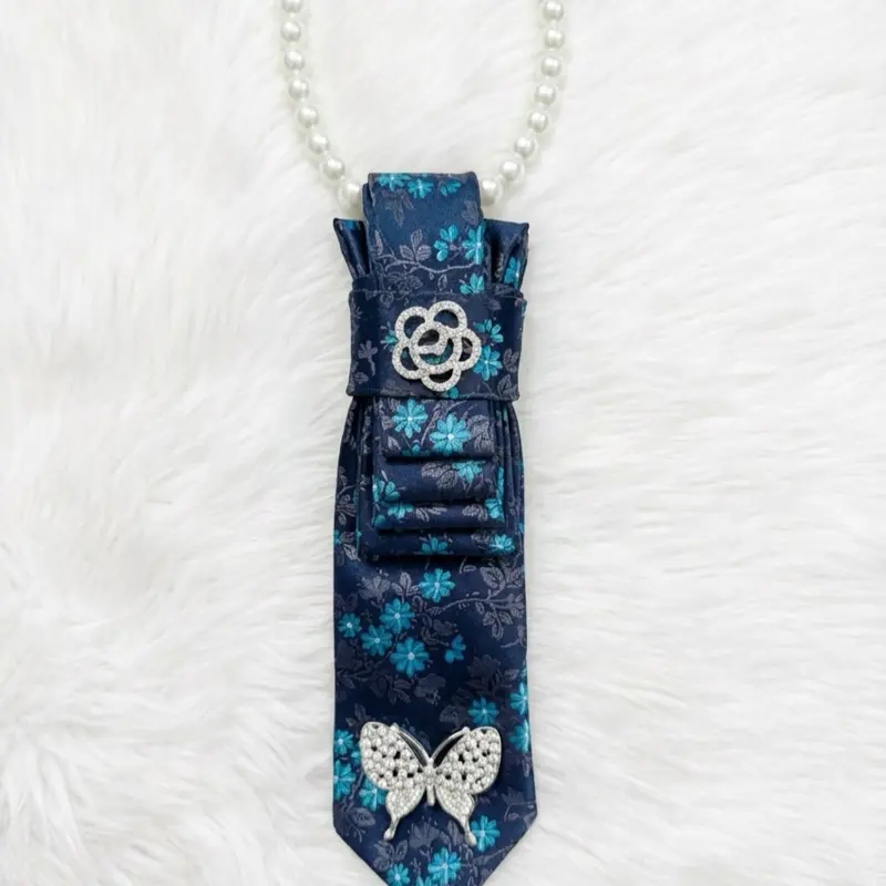 Blue Butterfly Bling Junk Tie