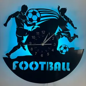 Football Themed Vinyl Wall Clock, Football Player Artwork, Living Room Bedroom Office Decoration, Ideal Gift for Sports Fans, Christmas Halloween Gift