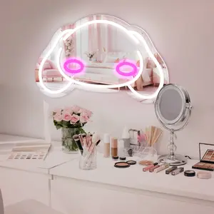 Cinnamon dog mirror neon light,big eared dog neon light，Wall decoration, holiday decoration, new home decoration