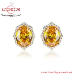 Egg Shaped Zircon Earrings (18K PVD Gold Plated)