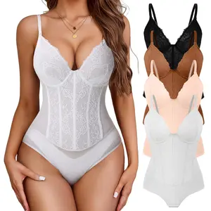 Women's  Lace lingerie Corset Shapewear Bodysuit Sleeveless v Neck Tummy Control Butt Lifter Backless Lace Cami Tank Tops Body Shaper, Comfort Womenswear Underwear Elegant Outfit woman