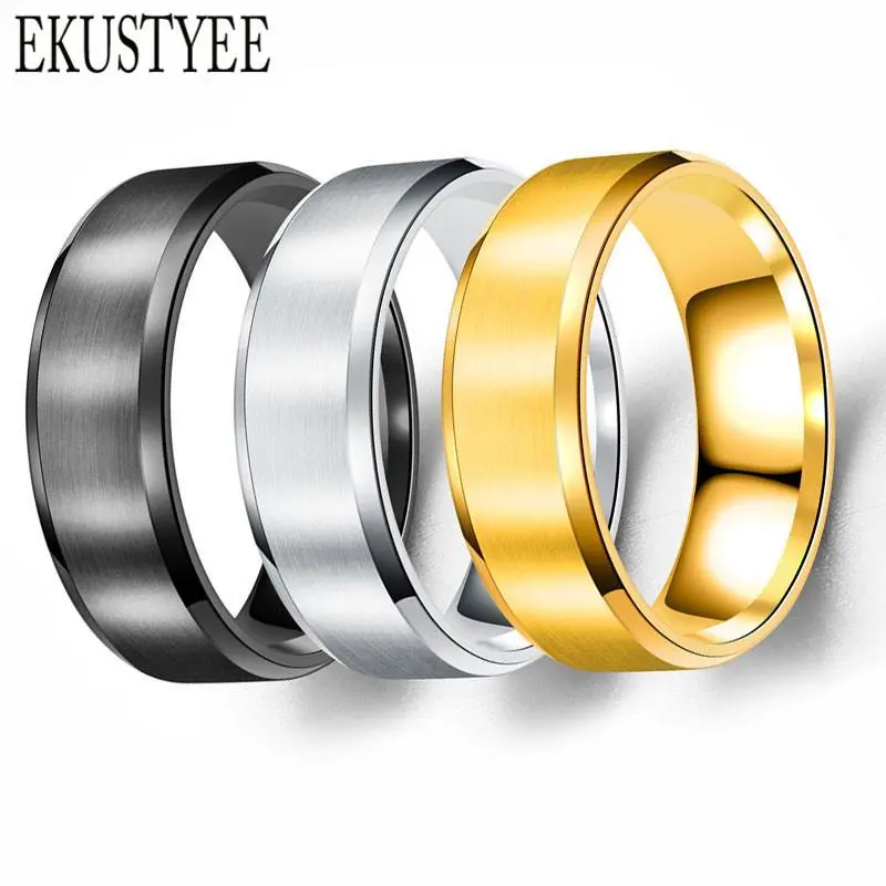 316L Stainless Steel Rings 8mm Wedding Rings for Men 2022 Classic Ring Male