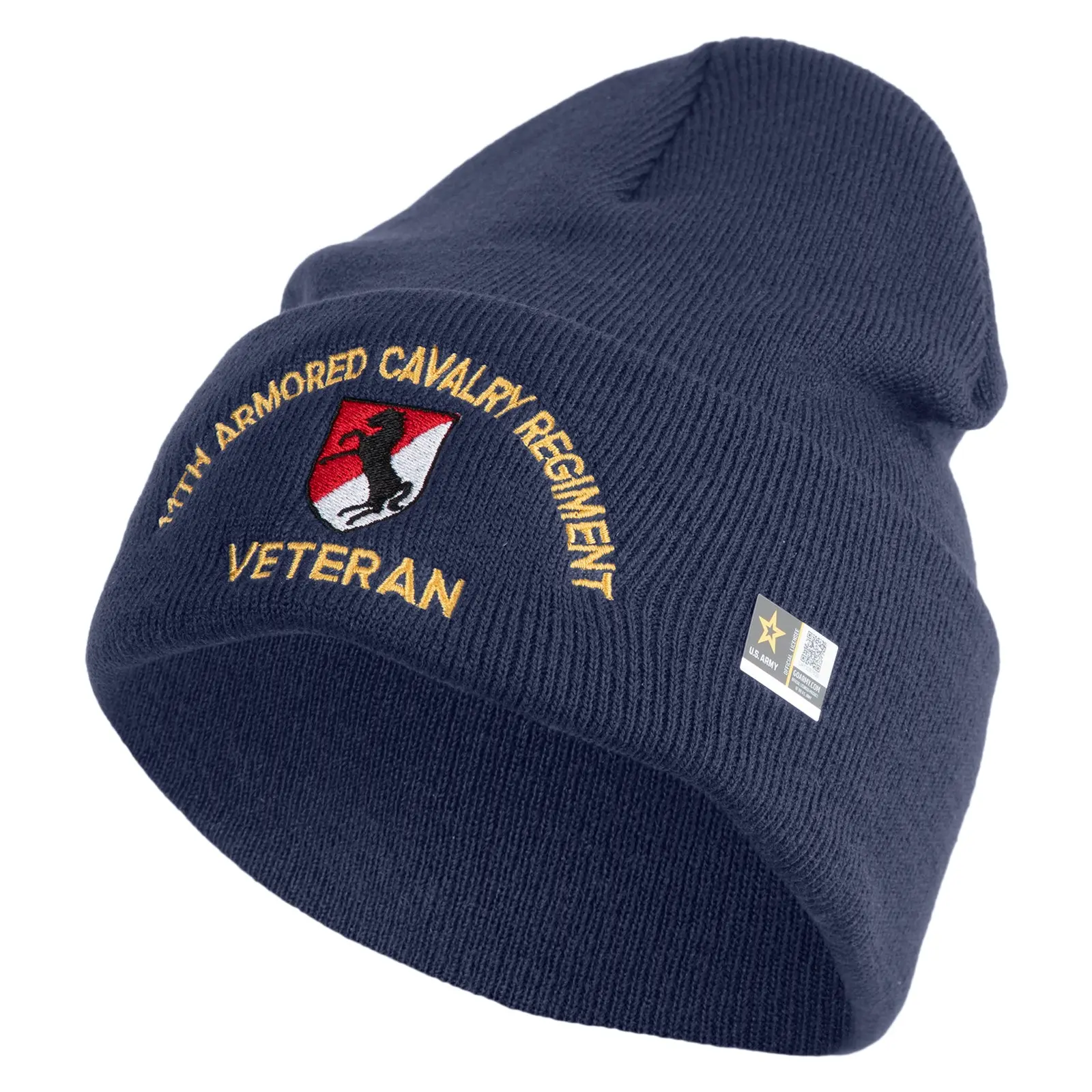 US Army 11th Armored Cavalry Regiment Logo Embroidered 12 Inch Cuff Beanie