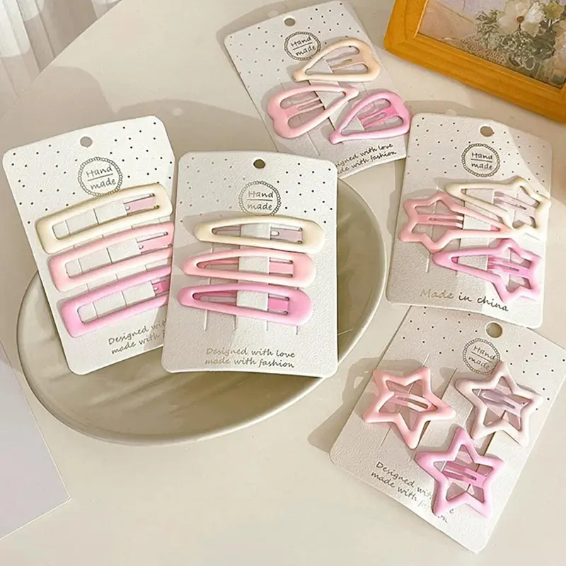 Cute Star & Heart Design Hair Clips, Dopamine Hair Clip, Decorative Hair Clips, Colorful Hair Accessories for Women & Girls, Minimalist Headwear Suitable for Thick Hair, Hair Clip Set, Super Cute Clips