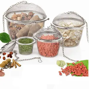 Stainless Steel Tea Spice Strainer, Tea Infuser, Reusable Fine Mesh Filter with Locking Grid, Chain Hook, Ideal for Loose Teas, Spices, Herbs