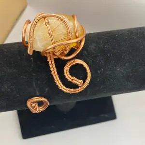 Citrine Boulder Tumbled Bracelet with 100% Bare Copper and Adjustable Fit, Featuring Natural Citrine and Solar Plexus Chakra