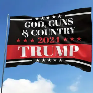 Pro Trump 2024 Godz, Gunsz, & Country Trump 2024 House Flag, Vote Republican Save America Flag Double Sided House Flag