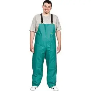 OnGuard Industries Green Chemical Bib Workwear Uniforms (Size L, 1 Pocket) - PVC Blend, Polyester & Nylon Construction, Zipper Closure, Open Wrists & Ankles, Model 71050LG00