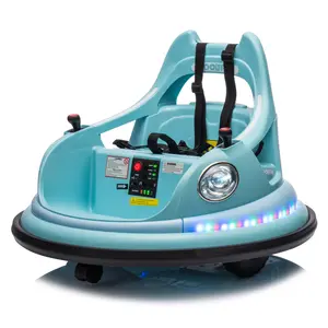 12V Rechargeable Kids' Bumper Car, Electric Ride-on Toy Rechargeable Car for 1.5-5 Years Old, W/Remote Control, 2WD, LED Lights, Bluetooth, 360-Degree Spin, Anti-Collision Padding & 5-Point Safety Belt, Christmas/Birthday Gift