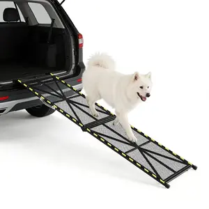 [FLASH SALE] Garvee 63"×20" Portable Dog Ramp for Cars, Heavy Duty Steel Folding Pet Ramp for Large Dogs with Anti-Slip Mesh Incline Access Car Ramp for SUV/Truck/RV, Outdoor Dog Ramp 300 lbs Capacity
