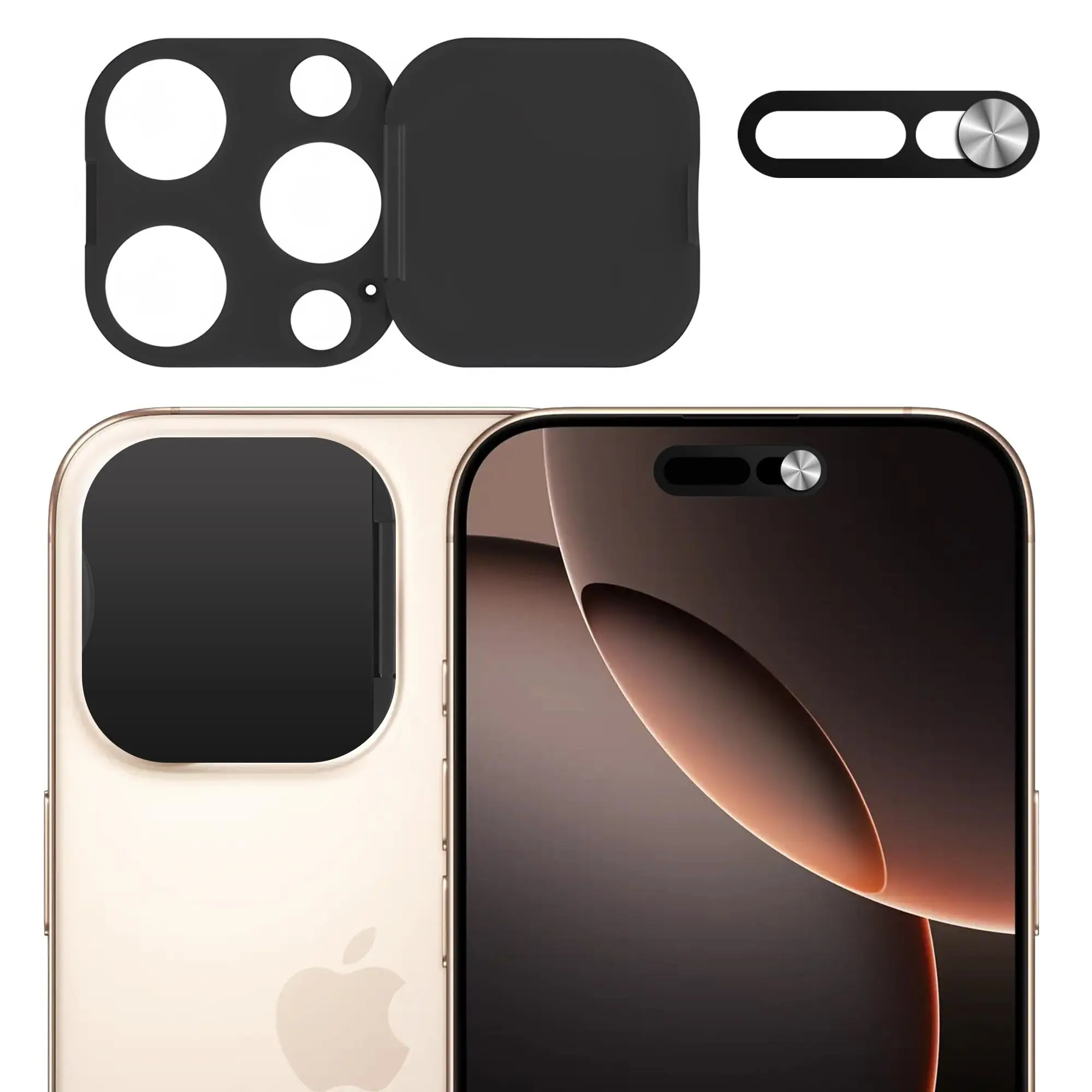 2 Pack Privacy Cover Protector Compatible for iPhone 17 Pro/iPhone 17 Pro Max with 1 Front Camera Privacy Cover, 1 Anti-Spy Camera Cover, Durable Easy-Adhesive Design, Casing