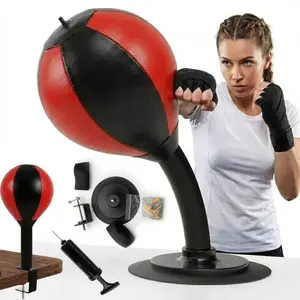 Portable Desktop Punching Bag for Office Tension Release, Boxing Training Tool with 3 Mounting Options (Suction Cup, Clamp, Wall), Fast Rebound Carbon Steel Spring, Heavy Duty PU Leather Ball, Hand Pump & Wrist Straps Included outdoorfun