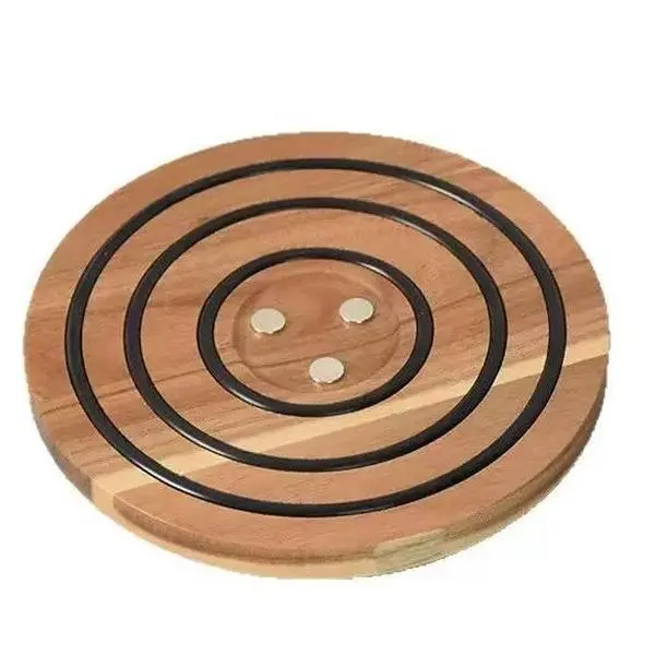 Magnetic Wooden Trivet 8 Inch Acacia Wood Heat Resistant Silicone Oven to Table Handsfree Kitchen Gadget