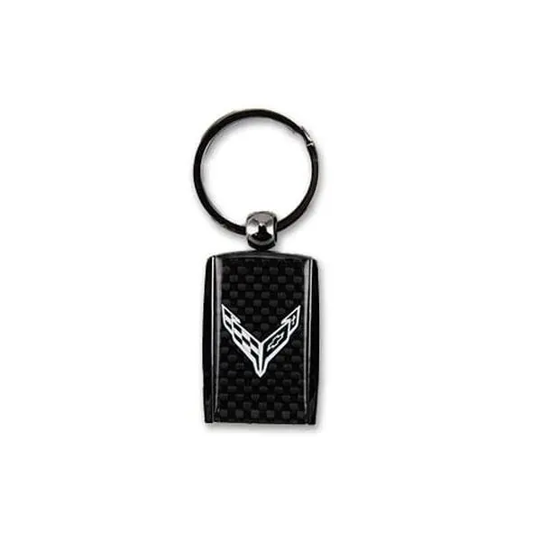 Corvette Carbon Fiber Accent Keychain
