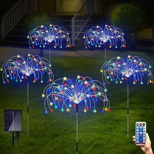 Solar Powered Firework Shaped Light, Outdoor Waterproof LED Light with Remote Control, Decorative Light for Garden Yard Path Party
