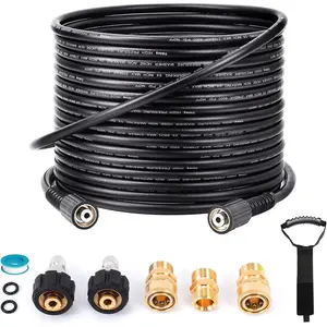 Pressure Washer Hose 50FT 1/4", 4000 PSI Kink Resistant High Pressure Hose M22 14mm, Flexible Extension Hose with 3/8 Quick Connect for