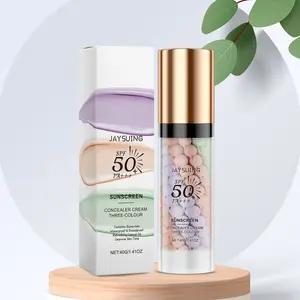 3 I n 1Primer for Face BeforeMakeup,Sunscreen IsolationCream, SPF 50,One Step Color Corrector Face Primer, BlursImperfections Oil Control & Moisturizing SkinTone Correcting,Radiance Skin Refreshing, Purple, Pink & GreenTones Hydrating Sheer