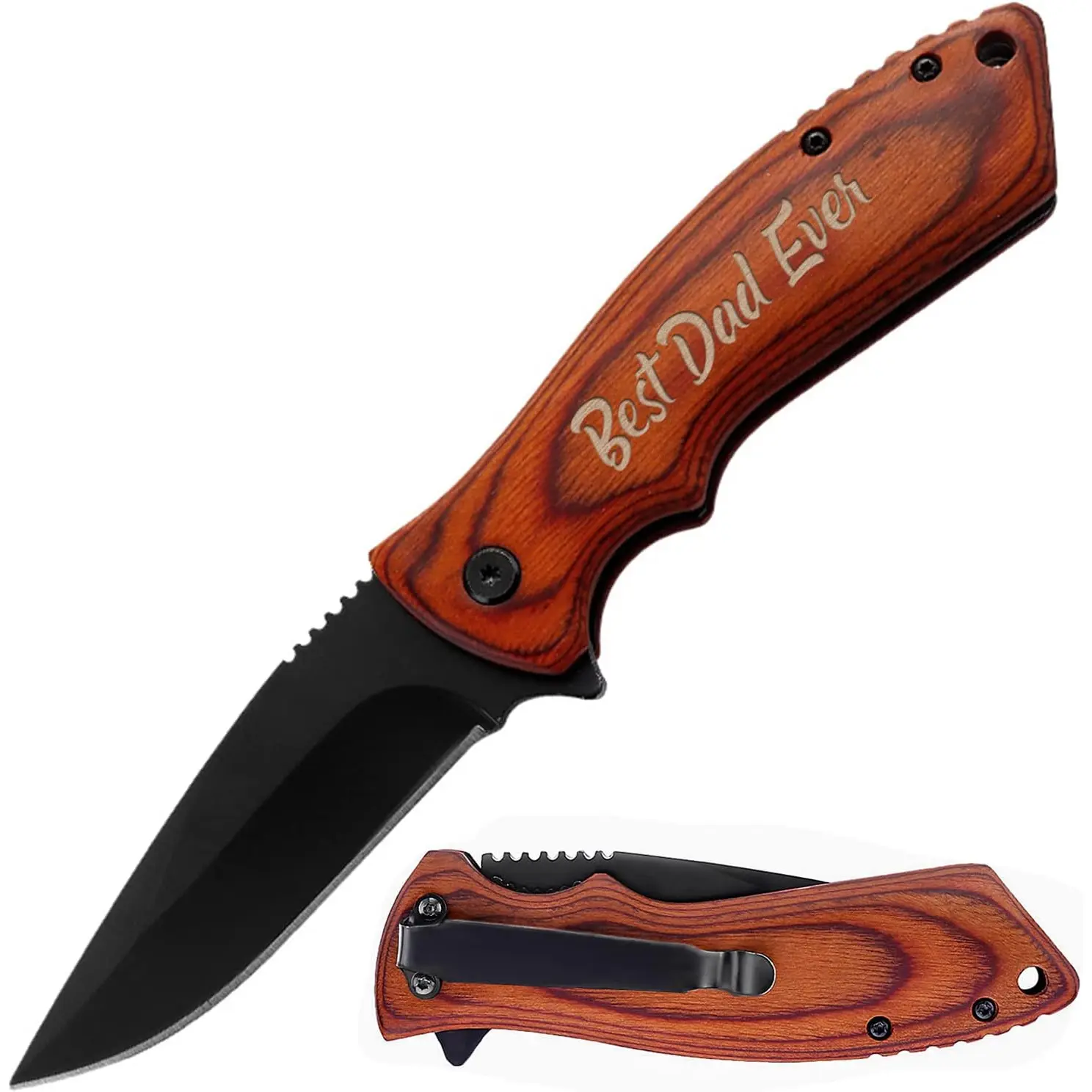 Engraved Pocket Knife For Men - Camping, Fishing, Hunting Knife - Personalized Knife For Dad - Perfect For Christmas, Fathers Day, Birthday, Anniversary