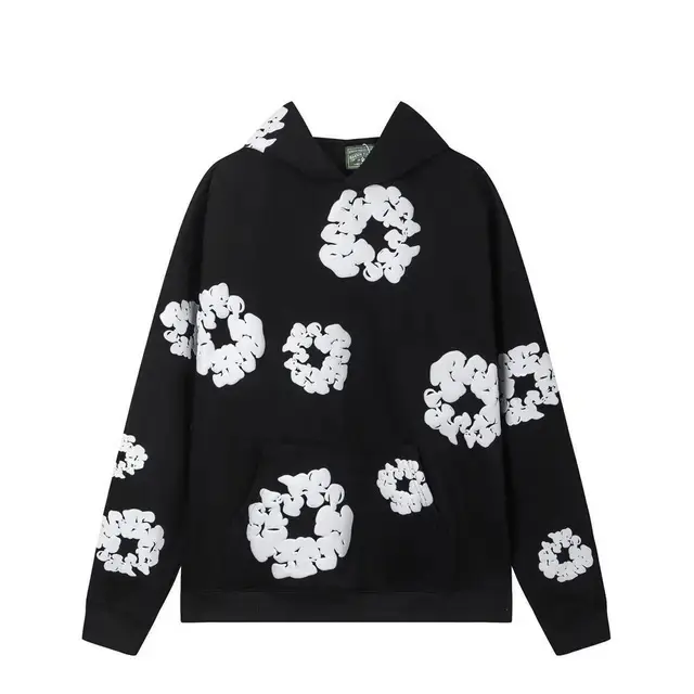 Black hooded sweatshirt (white floral wr