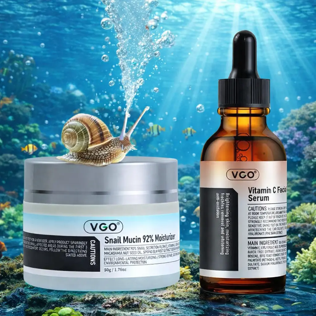 VGO Skin Routine Set – Vitamin C Serum & Snail Mucin 92% Moisturizer