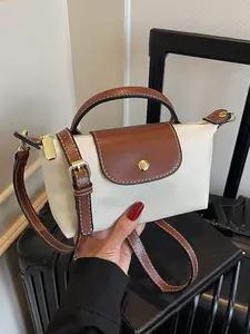 Simple Retro Color-Block Shoulder Handbag, Crossbody Bag with Metal Snap Embellishment and Adjustable Shoulder Strap, Fashionable Versatile Small Casual Handbag for Daily Outings and Dates, Flap Crossbody Purse