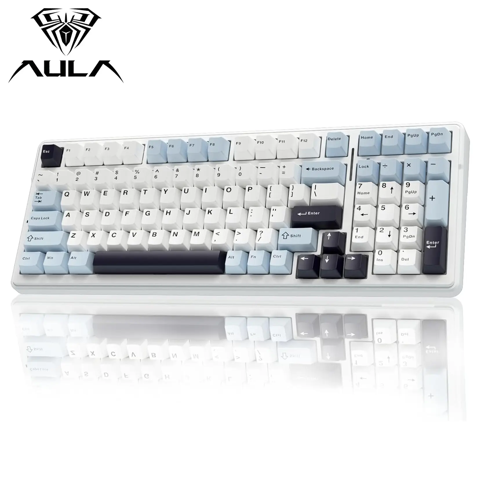 AULA F99 Wireless Mechanical Keyboard, Hot Swappable Custom Keyboard,Pre-lubed Linear Switches,Gasket Structure,RGB Backlit Gaming Keyboard (Blue&White),back to school,back to school haul