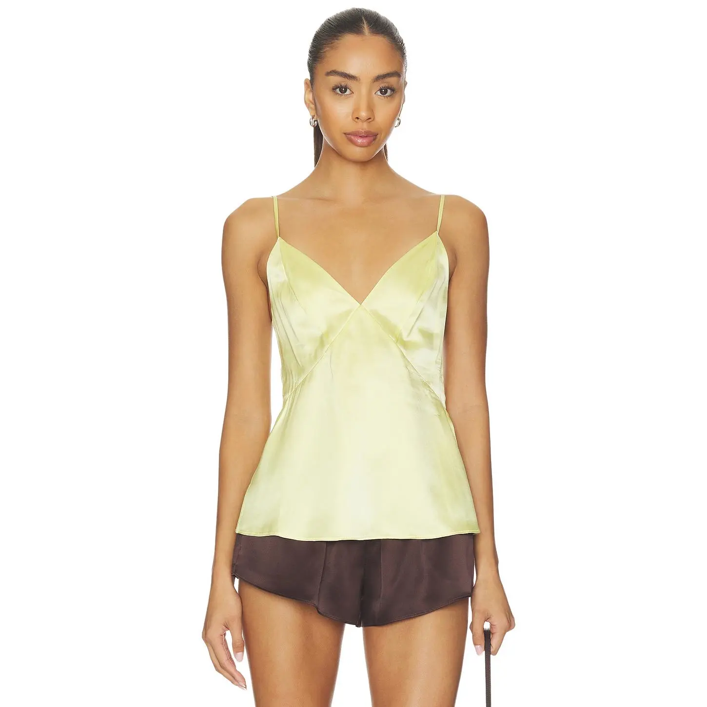 EAVES Dara Silk Top in Pale Yellow