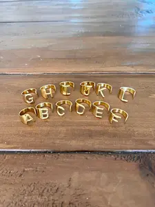 Waterproof Letter Ring - Gold Color, Features Letters G, H, C, A, D, E, F, and Z
