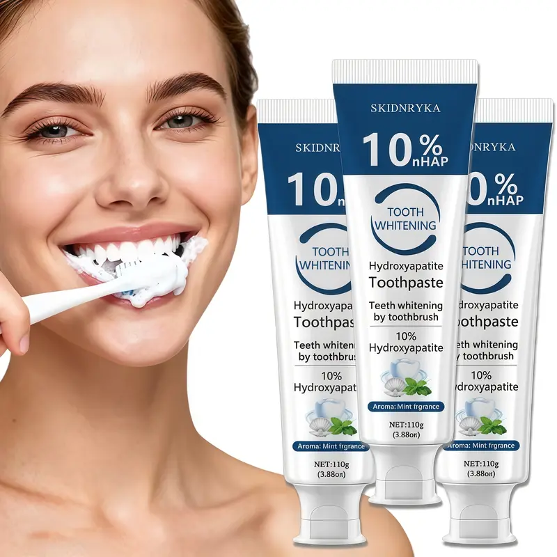 10% Hydroxyapatite Toothpaste - 1/2/3pcs, Refreshing Mint Flavor, Easy Stain Removal, Gum Care, Teeth Cleaning & Whitening, Long-lasting Fresh Breath, Enhances Your Smile, Family Oral Health, Essential for Oral Care, Whitening Toothpaste