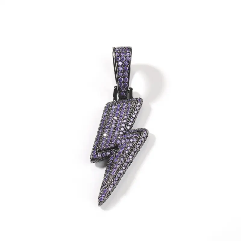 Iced Out Lightning Bolt Pendant - Real Gold & Silver Thick Plated, 5A Grade Cubic Zirconia, Electric Storm Energy Inspired Hip Hop Bling Necklace, Unisex Streetwear Jewelry, Viral TikTok Trend Accessory, Iced Out Style, Iced-Out Charms & Pendants