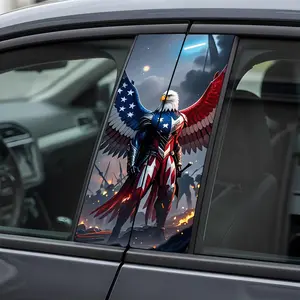 American Flag Eagle Car Door Trim Sticker Car B-pillar Sticker Vinyl Personalized Creative Waterproof Decoration Funny Window Decals For Truck
