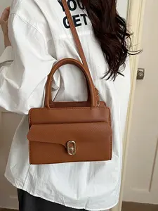 Korean Style Casual Small Square Handbag for Women, New Fashion Shoulder Bag, Versatile Crossbody Commuter Bag, Solid Color, All Seasons